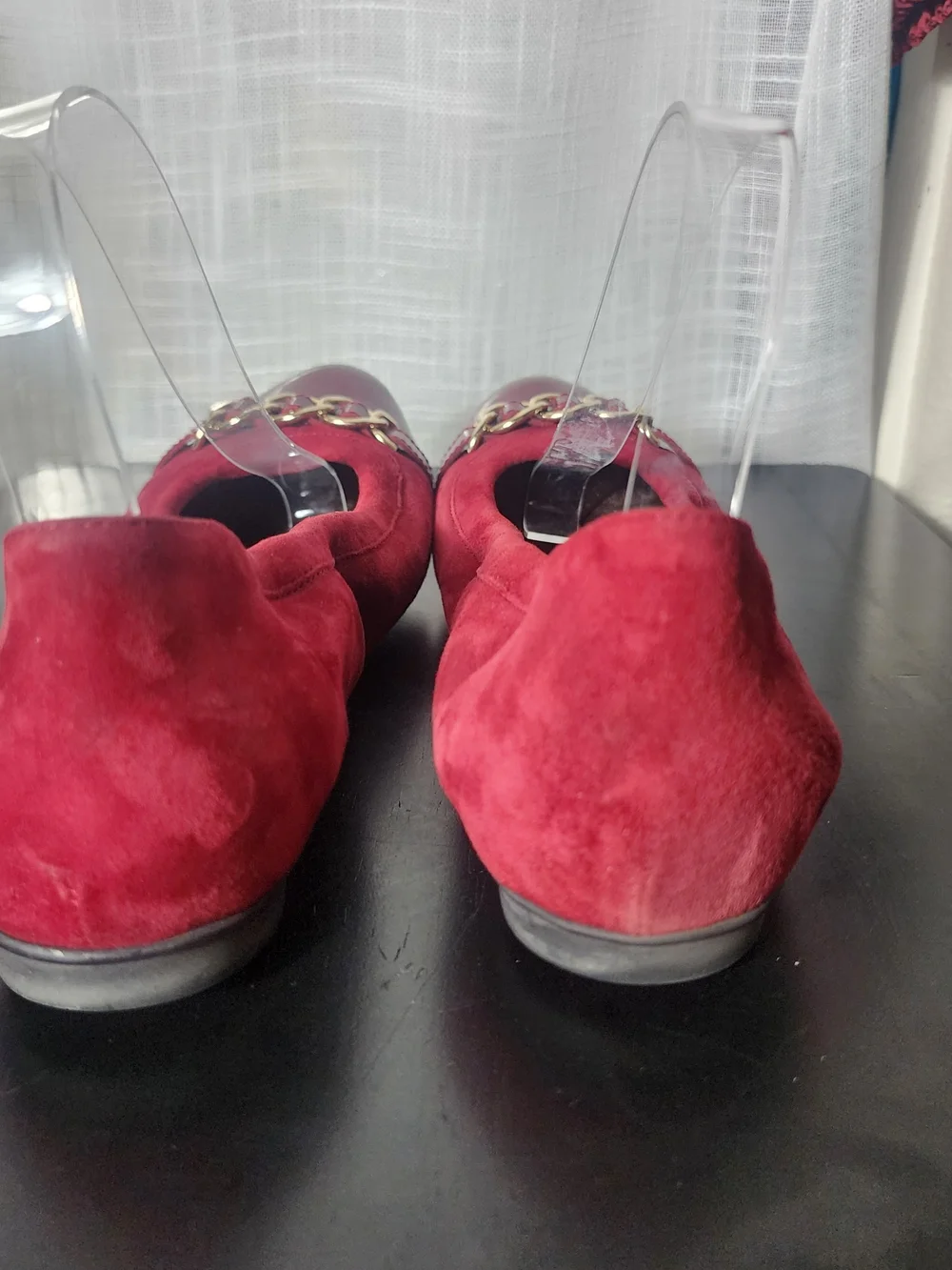 AGL Burgundy Suede & Patent Leather Ballet Flats